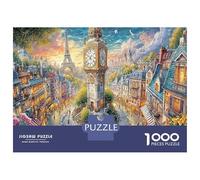 Paris Clock Tower Jigsaw Puzzle London City View 1000 Pieces Eco-friendly Paper for Kids Beginners Cognitive Difficult Office Break 38x26cm/1000pcs