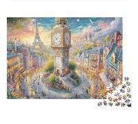 Paris Clock Tower Puzzles 1000 Pieces for Adults Jigsaw London Street 1000 Piece Puzzle Classic Educational Games Beautiful Decoration Puzzle Colourful Puzzle Game for Me