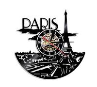Paris Clock Vinyl Record Paris Skyline Wall Decor Paris Eiffel Tower Bedroom Decor Paris Wall Clock France Travel Her Without LED