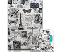 Paris Collage Adult Jigsaw Puzzles 1000 Pieces,Stress Reliever Difficult Challenge Deal As Gifts for The Whole Family 50x75cm