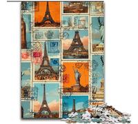 Paris Collage Adult Jigsaws 1000 Piece, Help The Brain Exercise Addictive Toys to Cultivate Patience Perfect Decoration (26x38cm)