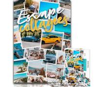 Paris Collage Jigsaw Puzzles for Adults 1000,Staycation Kill Time Every Piece Is Unique - Challenging Family Fun Game (38x26cm)