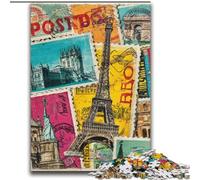 Paris Collage Jigsaw Puzzles for Adults Teenagers Jigsaws Puzzle, Challenging Game And Family Play with Matching Poster And Trivia Sheet (70x100cm)