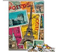 Paris Collage Jigsaws 1000 Pieces for Teenagers, Suitable for People Aged 14 And Above Home Decoration Gift Ideas (26x38cm)