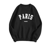 Paris College Sweatshirt for Women Oversized Trendy Comfy Crewneck Sweatshirts Casual Graphic Pullover Tops Unisex 2024