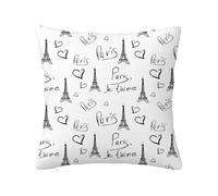 Paris Decorative Throw Pillow Covers with Hidden Zipper,Capital Love European Sketch,Shrink Free Pillow case for Couch Sofa Bedroom Car Living Room,Black White 22 x 22 inch