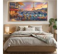 Paris Diamond Art Kits Adults,36x72 inch Large Diamond Painting Kits for Adults, 5D Crystal Art Full Drill, Landscape Dimond Dots Paintings, DIY Cross Stitch Embroider Crafts Kits, Wall Deco Gift Mq-9