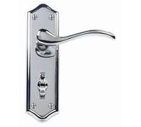 Paris door handle bathroom set 170mm x 47mm polished chrome