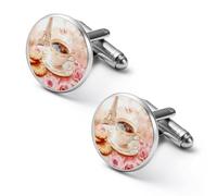 Paris E-iffel Tower Coffee Men’s Classic Cufflinks Jewelry Accessories for Suit Shirts Husband Anniversary Birthday Gift 1.7cm