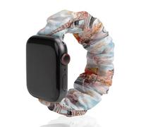 Paris E-iffel Tower Watercolor Fashion Scrunchie Watch Strap Compatible with IWatch Series 1 2 3 4 5 6 Elastic Replacement Band