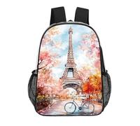 Paris E-iffel Tower Watercolor Funny Clear Backpack Waterproof Transparent Bag See Through Rucksack with Adjustable Straps