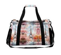 Paris E-iffel Tower Watercolor Large Capacity Travel Duffel Bag Sport Weekender Overnight Backpack Lightweight Luggage Bags