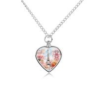 Paris E-iffel Tower Watercolor Pet Urns Necklace Jewelry Printed Heart Pendant Cremation Ashes Necklaces Keepsake with Funnel Kit