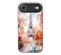 Paris E-iffel Tower Watercolor Printed Glass Phone Case Slim Protective Cover Compatible with iPhone 17/17 Air/17 Pro/17 Pro Max