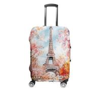 Paris E-iffel Tower Watercolor Printed Luggage Cover Washable Suitcase Protector Fits 19-32 Inch Funny Travel Accessories