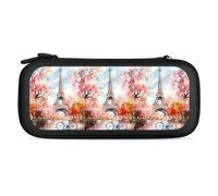 Paris E-iffel Tower Watercolor Printed Switch Carrying Case with 15 Game Cards Slots Portable Storage Cases Gaming Travel Accessories