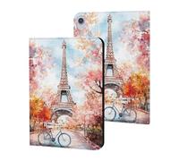 Paris E-iffel Tower Watercolor Printed Tablet Cases Compatible with iPad Series Slim Trifold Stand Protective Cover