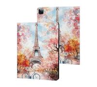 Paris E-iffel Tower Watercolor Printed Tablet Cases Compatible with iPad Series Slim Trifold Stand Protective Cover
