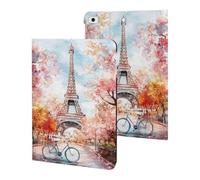 Paris E-iffel Tower Watercolor Printed Tablet Cases Compatible with iPad Series Slim Trifold Stand Protective Cover