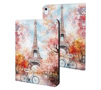 Paris E-iffel Tower Watercolor Printed Tablet Cases Compatible with iPad Series Slim Trifold Stand Protective Cover