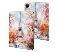 Paris E-iffel Tower Watercolor Printed Tablet Cases Compatible with iPad Series Slim Trifold Stand Protective Cover