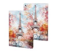 Paris E-iffel Tower Watercolor Printed Tablet Cases Compatible with iPad Series Slim Trifold Stand Protective Cover
