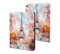 Paris E-iffel Tower Watercolor Printed Tablet Cases Compatible with iPad Series Slim Trifold Stand Protective Cover