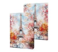 Paris E-iffel Tower Watercolor Printed Tablet Cases Compatible with iPad Series Slim Trifold Stand Protective Cover