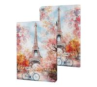 Paris E-iffel Tower Watercolor Printed Tablet Cases Compatible with iPad Series Slim Trifold Stand Protective Cover