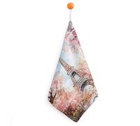 Paris E-iffel Tower Watercolor Soft Hand Towels Square Printed Absorbent Towel for Spa Bath Gym Kitchen 11x11 Inch