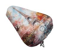 Paris E-iffel Tower Watercolor Waterproof Bike Seat Cover Printed Soft Saddle Covers Gift for Exercise Lover