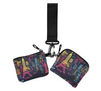 Paris Earth Countries Vivid Color Women's Coin Purses Card Cases Compact Size Zipper Coin Purse Wallet with Zipper Coin Pocket for Ladies 2 Packs, paris earth countries vivid color, One Size, Casual