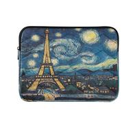 Paris Eiffel Towel at Starry Night Laptop Sleeve 13-15.6 Inch Quilted Laptop Bag for Womoen Men