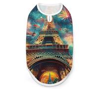 Paris Eiffel Tower (6) Dog Shirts Patterned Pet Clothes Tank Top Sleeveless T-Shirt for Cats Puppy 2XL