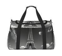 Paris Eiffel Tower and Cloud Print Ample Space Travel Duffle Bag Stylish with Waterproof Zipper for Airplane Gym