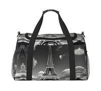 Paris Eiffel Tower and Cloud print Overnight Bags for Women and Men Shoulder Bag Carry On Bag for Traveling Travel Essentials, Black, One Size