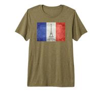 Paris Eiffel Tower and French Flag Premium T-Shirt