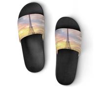 Paris Eiffel Tower Art Women's House Slippers for Men Shower Slides Bathroom Shoes Sandals 40 (250mm)