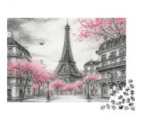 Paris Eiffel Tower-Artistic Watercolor Style Year in Pictures 1000 Piece with Matte Finish Jig Saws Paris in Bloom As Difficult Puzzles for Tabletop Games And Digital Detox Gifts 38x26cm/1000pcs