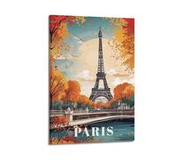 Paris Eiffel Tower Autumn Retro Travel Poster Wall Art, Festive Decor for Living Room And Bedroom Poster Decorative Painting Canvas Wall Posters And Art Picture Print Modern Family Bedroom Decor Poste
