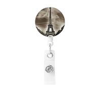 Paris Eiffel Tower Badge Reel Retractable Clip Work Badge Holder Lightweight Plastic Name Card Holder ID Badge Clips for Nurses Office Gifts