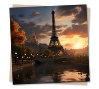 Paris Eiffel Tower Blank Greetings Card - Beautiful Blank Note Card - Made in UK