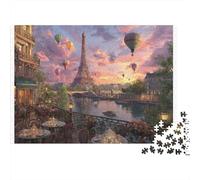 Paris Eiffel Tower Colourful Paris Street Lamp 1000 Pcs Jigsaws for Adults The Impossible Challenge Fun Present 70x50cm/1000pcs