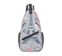 Paris Eiffel Tower Crossbody Bag for Women Men, Romantic City Sling Backpack Lightweight Chest Pack Water-Resistant Travel Hiking Sling Bag