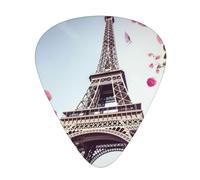 Paris Eiffel Tower Flower 12 Pack Guitar Plectrums With Storage Case, 0.46/0.71/0.96mm, Including Thin, Medium Thick Guitar Plectrums For Electric Guitars Bass Ukulele
