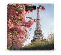 Paris Eiffel Tower Flower Bathroom Scale Automatic Power On/Off Body Scales LCD Backlight Display Square Digital Scale Rounded Corners Bathroom Scales for Home Bedrooms