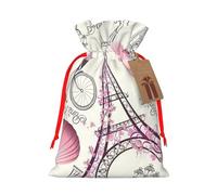 Paris Eiffel Tower Flower Gift Bag with Handles and tag, Perfect for Christmas, Birthday, Wedding or Daily Gift - (M)