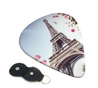 Paris Eiffel Tower Flower Guitar Picks 6-Pack - Pick Set (0.46mm / 0.71mm / 0.96mm) Suitable For Guitar And Ukulele Playing