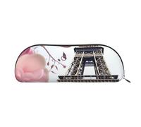 Paris Eiffel Tower Flower Leather Semi-Circular Storage Bag, Semi-Circular Shape, Simple and Fashionable