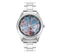 Paris Eiffel Tower Flower Mens Watches Print Analog Quartz Watch Business Wristwatch Casual